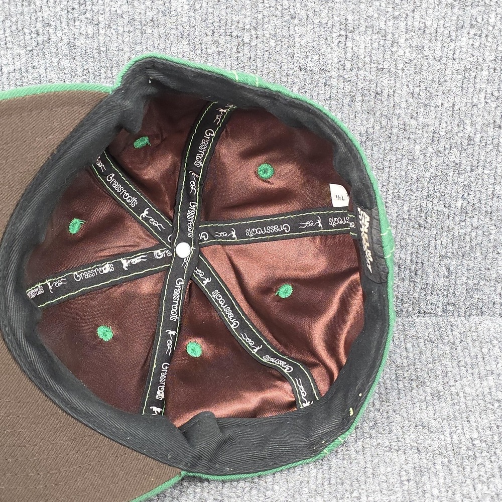 Grassroots Hat Cap Fitted 7 3/8 Green Bear Weed Leaf Baseball Satin Lined‎ Mens - Picture 5 of 10